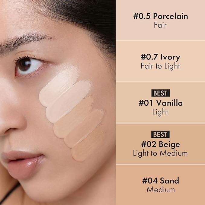 LUNA Long-Lasting Tip Concealer Cover-Fit (#0.5 Proclein) Full Coverage, for Under Eye Dark Circles, Fine Lines, Redness & Discoloration, Korean Makeup 0.26 Fl Oz