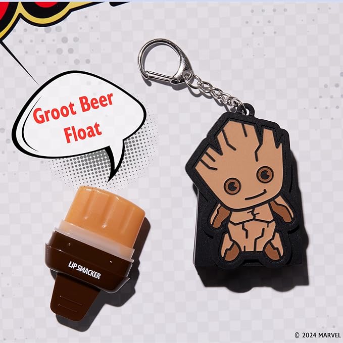Lip Smacker Marvel Guardians of the Galaxy Lippy Pals, Clear & Glossy, Fun & Giftable, Cruelty Free – Groot Beer (Keychain)
