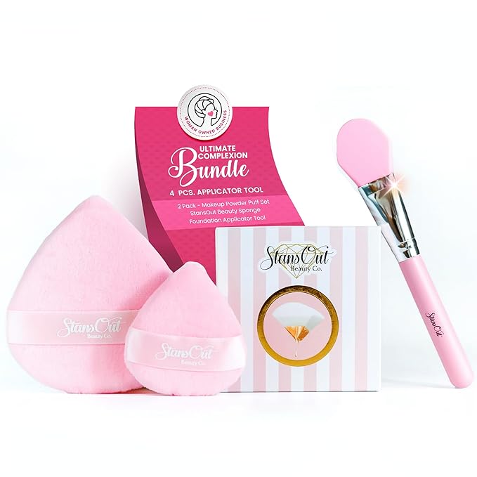 StansOut Ultimate Complexion Bundle: Liquid Foundation Brush, Makeup Brushes for Liquid, Cream, Stick Foundation - Flat, Round, Blender Brushes - 101 Contoured, 108 Straight - Long-Lasting