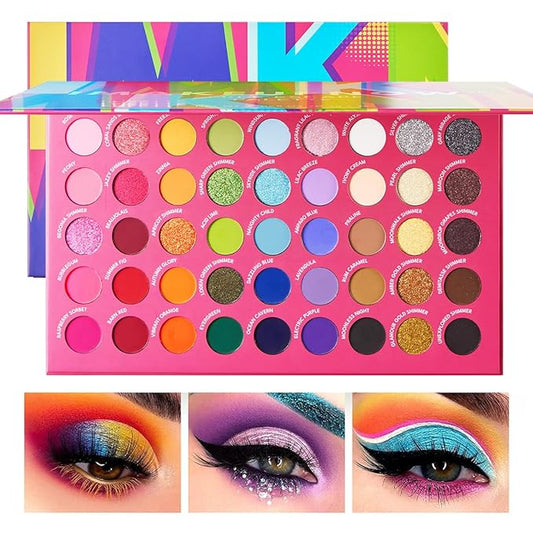 45 Shades Eyeshadow Palette, Highly Pigmented Colorful Collection Makeup Palette, Matte Shimmer Metallic Glitter Eye Shadow For Long Lasting Eye Make Up