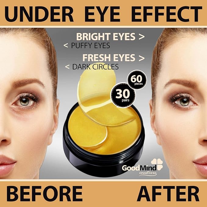 Under Eye Mask Patches Collagen, Gold Eye Patches for Puffy Eyes, 24K Gold Eye Mask, Under Eye Gel Pads, Eye Masks for Dark Circles, Puffiness Treatment Eye Masks Skincare