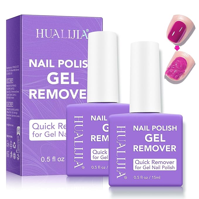 Gel Nail Polish Remover, 2 Pack Gel Polish Remover for Nails - Quickily and Easily Removes Gel Nail Polish at Home in 2-5 Mins - No Need for Foil, Soaking or Wrapping, 0.5 fl oz