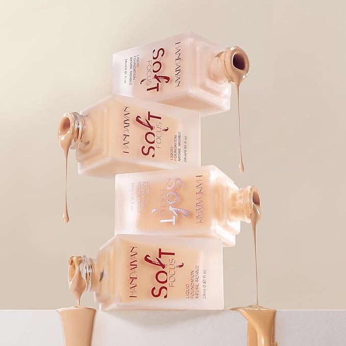 Soft Focus Deep Liquid Concealer Foundation, Hydrating High Coverage Liquid Foundation, Waterproof Long Lasting 24h Full Coverage Matte Finish, Lightweight Liquid Concealer for Women, 08