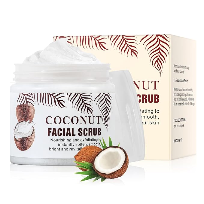Facial Scrub & Face Exfoliator, Exfoliating Facial Wash with Coconut Facial Scrub Exfoliator - Spa Quality Exfoliating Mask, Deep Cleansing Face Wash Cleanser for Women