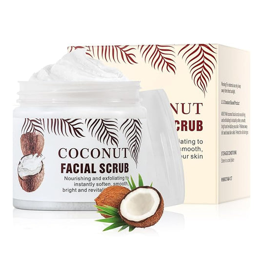 Facial Scrub & Face Exfoliator, Exfoliating Facial Wash with Coconut Facial Scrub Exfoliator - Spa Quality Exfoliating Mask, Deep Cleansing Face Wash Cleanser for Women
