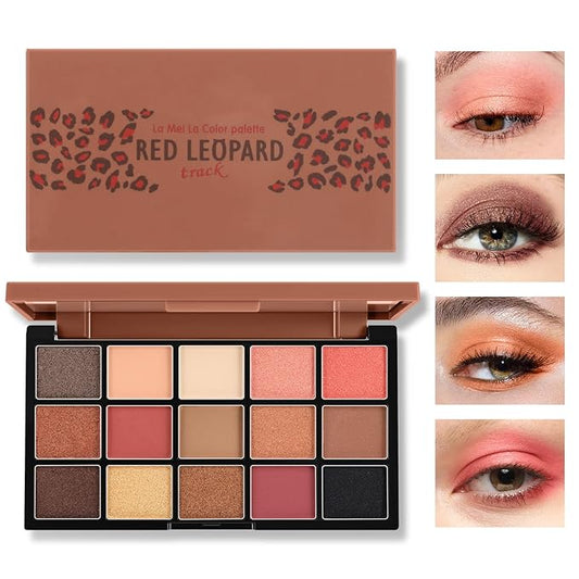 Boobeen 15 Colors Eyeshadow Palette, Highly Pigmented Matte and Shimmer Eye Shadow (with smudger), Soft Powder Eye Makeup Palette for Women and Girls, Create Flawless Glam Eye Looks