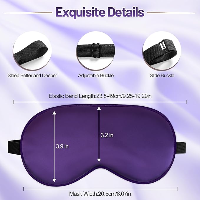 Sleep Mask, Silk Eye Mask for Sleeping with Adjustable Strap, Satin Blackout Sleeping Eye Mask for Men&Women, Comfortable Blindfold Eyeshade for Night Sleep (Blue,Green,Purple)