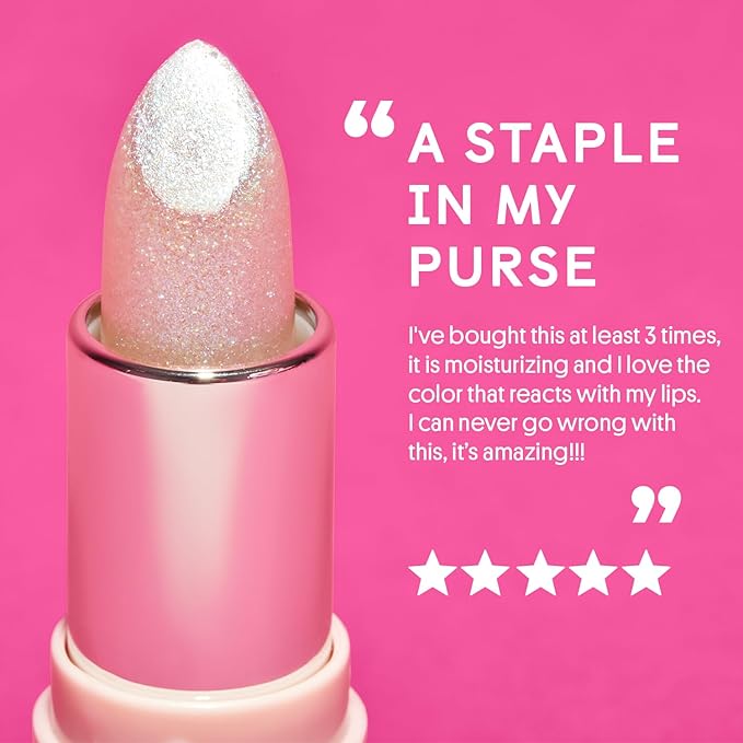 Winky Lux Glimmer Balm, pH Lip Balm, Color Changing Lipstick and Tinted Lip Balm, Vegan & Cruelty Free Lip Balm, Hydrate & Plump, Pink Shimmer Lipstick, Unicorn