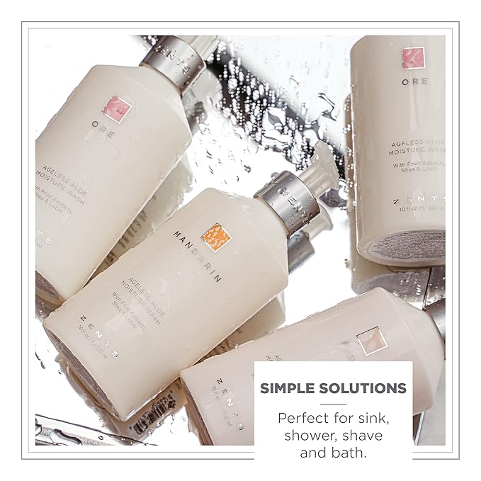 Zents Hand & Body Wash (Fragrance-Free) | Hydrating Anti-Aging Cleanser with Organic Shea Butter & Aloe for Dry Skin | Gentle & Nourishing | 10 fl oz