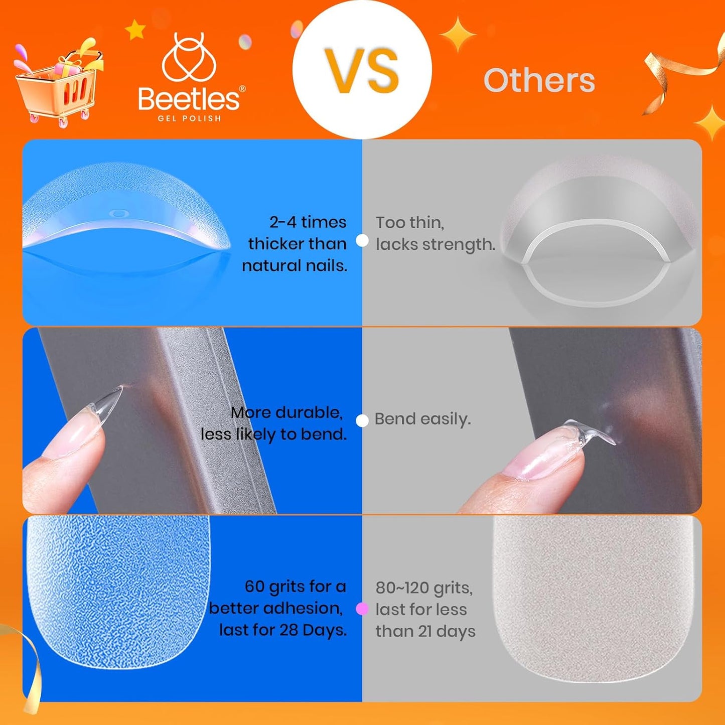 Beetles Gel Nail Tips 576Pcs Extra Short Almond Fake Nails Etch-X Half Matte Press on Nail Tips Full Cover Gifts for Women Gel Nail Polish Extensions Set