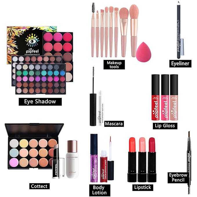 Professional Makeup Kit for Women Full Kit, Makeup Set Cosmetic Make Up Kit with Makeup Bag Include Eyeshadow Palette Makeup Brushes Set Lipstick Lip Gloss Foundation Concealer