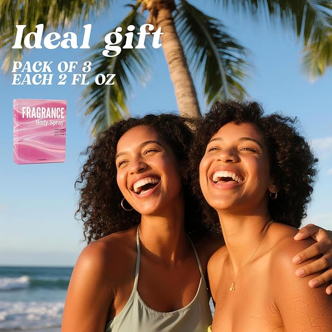 Body & Hair Spray for Women, Travel Size Body Mist, Fragrance Gift Set, 3 Pack, Each 2 Fl.oz