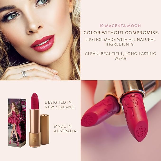 Karen Murrell - Natural Lip Stick 10 Magenta Moon - Dark Red Lipstick - Matte Finish, 100% Natural Ingredients, Moisturizes & Hydrates Lips - Paraben & Cruelty Free