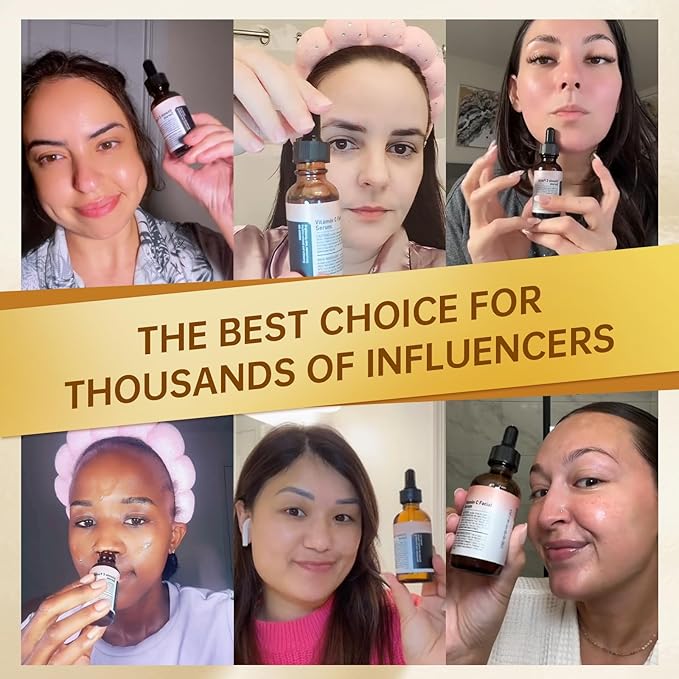 Vitamin C Face Serum with Vitamin C, Hyaluronic Acid, Vitamin E, Serum for Dullness, Balanced Complexion, Eye Area, Fine Lines & Wrinkles, 60ml/2.02oz