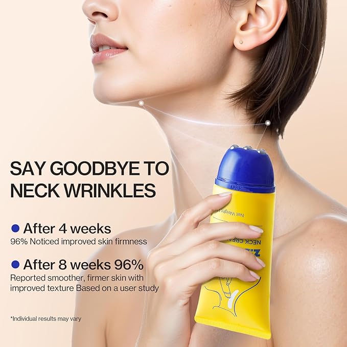 Z:SEA Neck Firming Cream with Roller - Anti-Aging Treatment, Hydrating & Tightening with Collagen, Vitamin C, Hyaluronic Acid, Reduces Wrinkles, Lifts & Firms Skin for Youthful Look, 5.29 fl oz