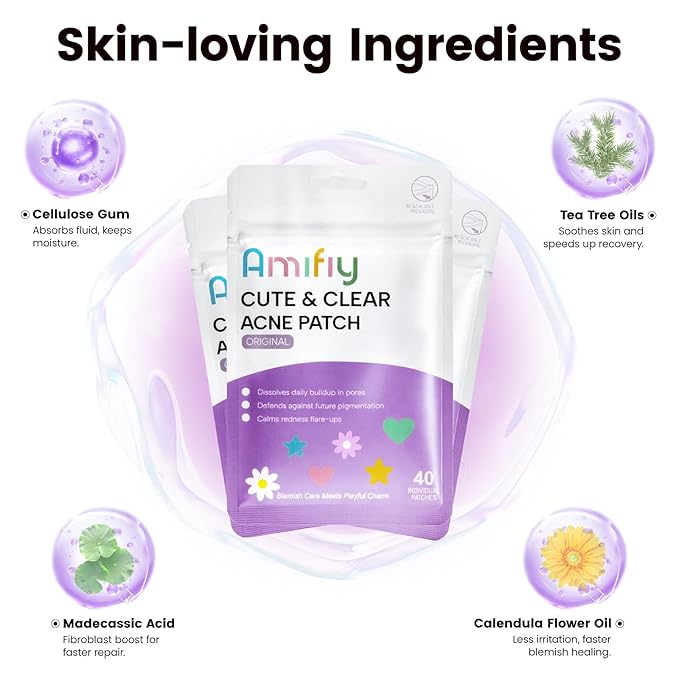 Cute Pimple Patches, Korean Skincare Star Acne Patches for Face, Multiple Shapes Oil-Absorbing Zit Dots, Vegan & Cruelty-Free Blemish Treatment with Hydrocolloid & Tea Tree, 40 Count