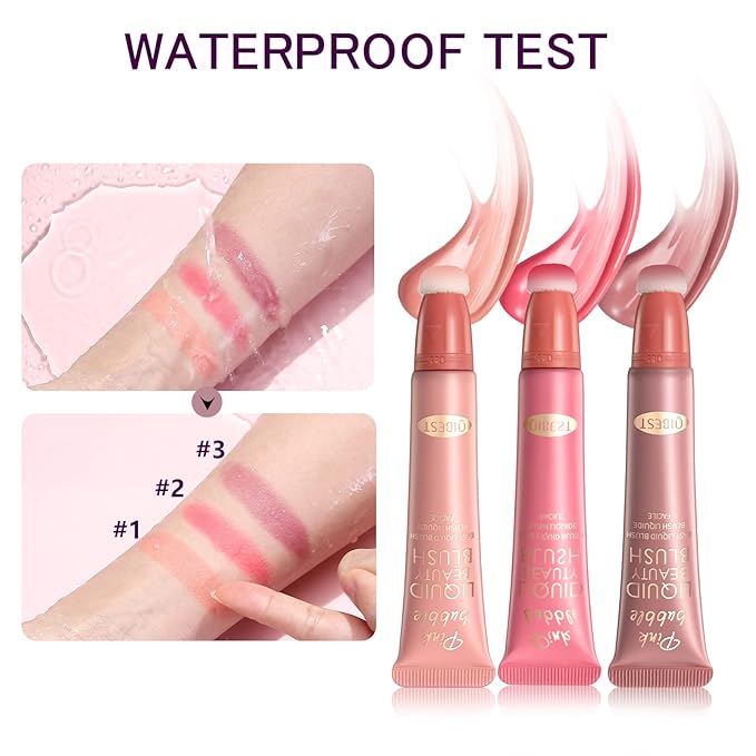 Liquid Blush Beauty Wand Matte Cream Blush Stick with Soft Cushion Applicator For Natural Cheek Tint Blendable Lightweight Long Lasting Dewy Finish makeup blush for Face(03 Plum Wine)