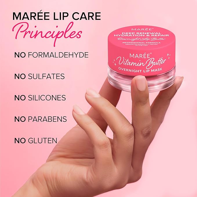 MAREE Lip Mask Overnight 2 Pack - Lip Moisturizer For Very Dry Lips - Hydrating Lip Butter Balm with Hyaluronic Acid & Collagen - Overnight Lip Treatment - Lip Sleeping Mask Repair