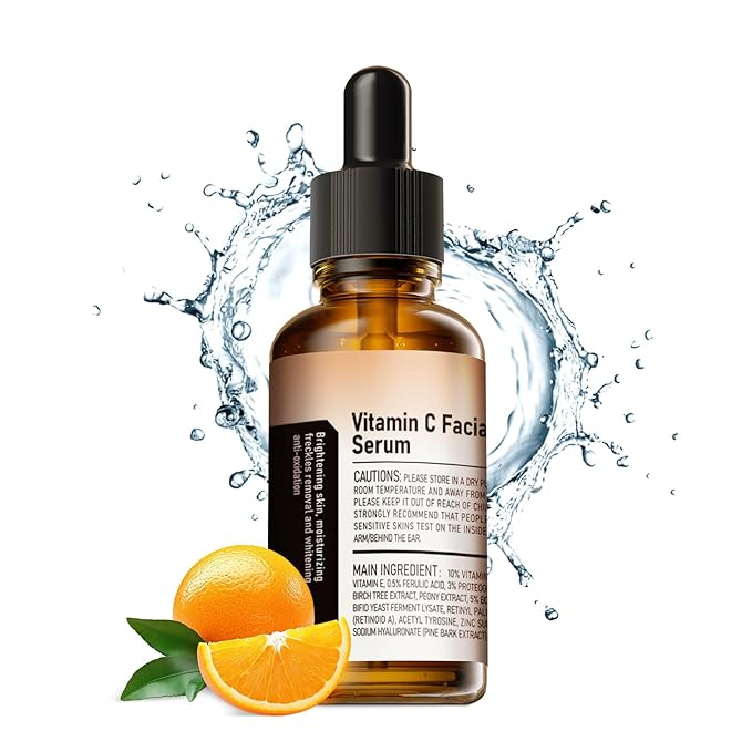 Vitamin C Face Serum with Vitamin C, Hyaluronic Acid, Vitamin E, Serum for Dullness, Balanced Complexion, Eye Area, Fine Lines & Wrinkles, 30ml/1.01oz
