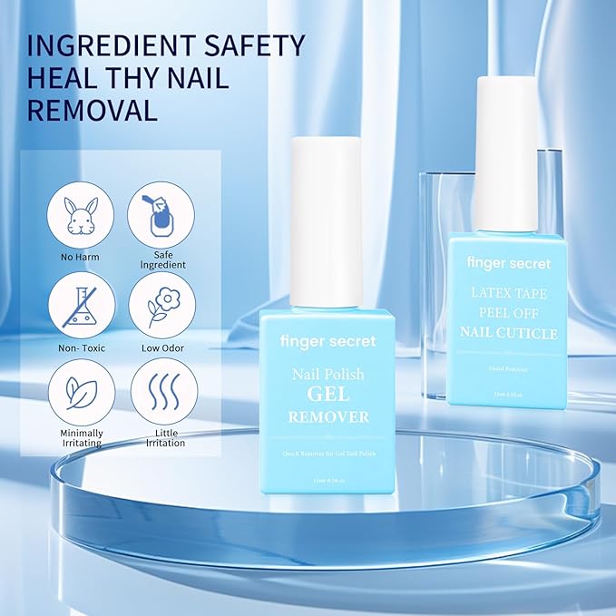 Gel Nail Polish Remover Kit: nail care with Nail Polish Remover,Nail file and Pusher, acrylic nail remover professional remover for gel nail polish for Nail Gel -15ml