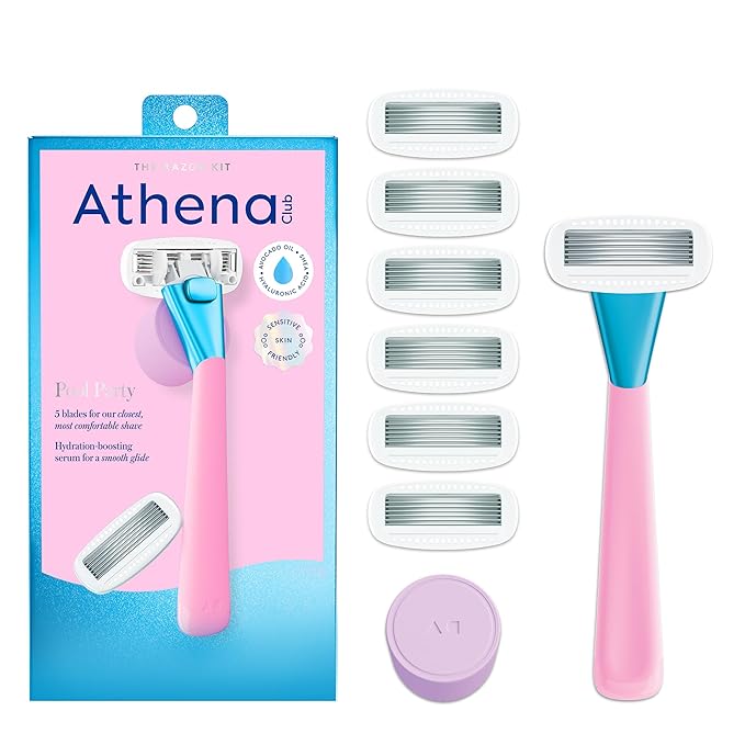 Women's Razor Shave Kit, 1 Pool Party Razor Handle + 6 Blade Refills