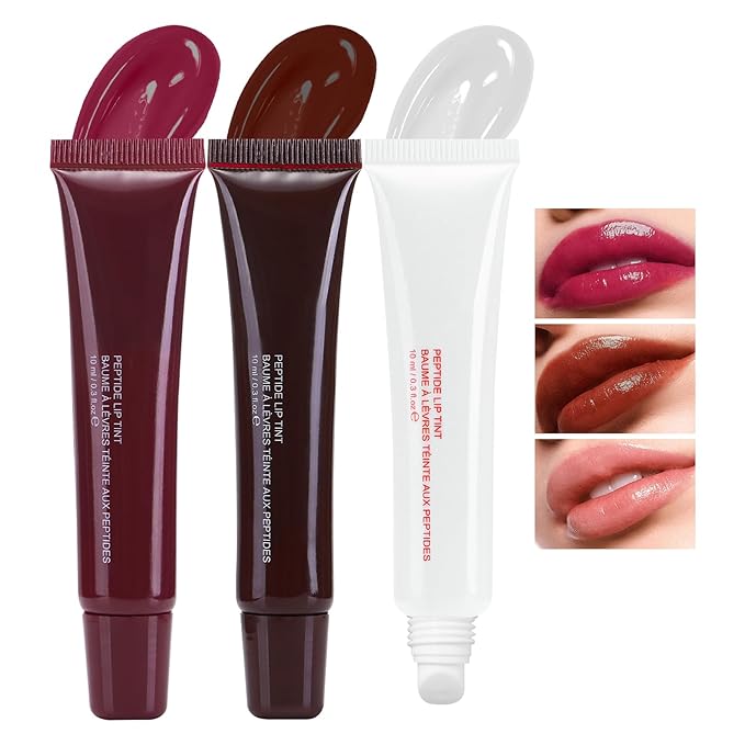 DAGEDA 3Colors Lip Glowy Balm Set, Hydrating Lip Balm Shine Lip Glow Oil, Clear Plumping Lip Gloss Tinted Jelly Balm, Natural Lip Care Makeup Glossy Lip Moisturizer for Dry Cracked Lips(B)