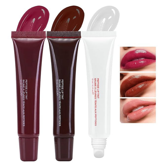 DAGEDA 3Colors Lip Glowy Balm Set, Hydrating Lip Balm Shine Lip Glow Oil, Clear Plumping Lip Gloss Tinted Jelly Balm, Natural Lip Care Makeup Glossy Lip Moisturizer for Dry Cracked Lips(B)