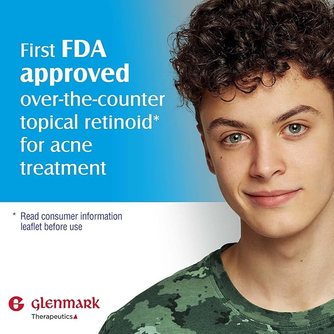 Glenmark Therapeutics Adapalene Gel 0.1% Acne Treatment, Paraben Free Topical Retinoid Cream For Face, Helps Clear and Prevent Acne and Clogged Pores, 45g Tube