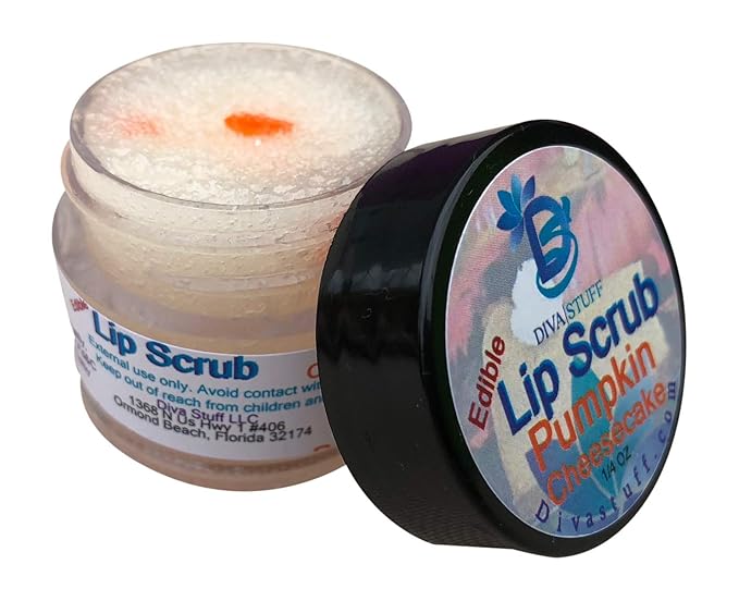 Diva Stuff Ultra Hydrating Lip Scrub for Soft Lips, Gentle Exfoliation, Moisturizer & Conditioner, Pumpkin Cheesecake – ¼ oz (Made in the USA)