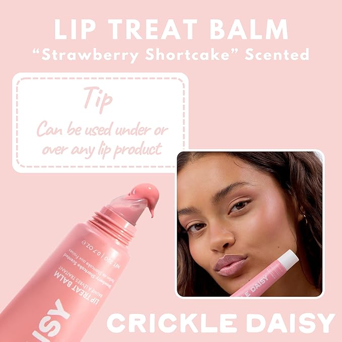 Lip Treat Balm - Hydrating & Nourishing Lip Balm with Avocado, Olive, and Coconut Oils - Softening Lip Moisturizer & Protection for Very Dry Lips - Strawberry Shortcake Scented, 0.7oz