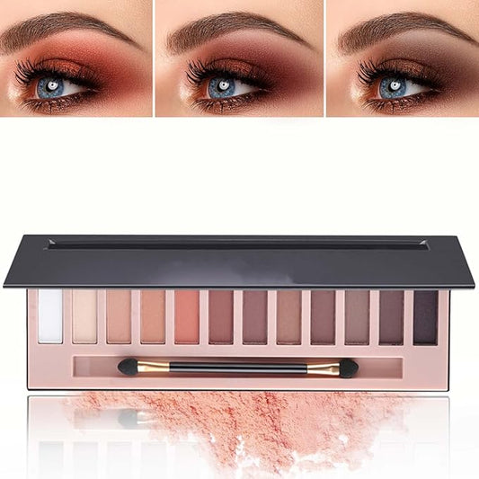 12 Color Naked Eyeshadow Palette,Matte Earth Color Eyeshadow,Natural Nude Eyeshadow Palette,Professional Waterproof and Smudge Proof Eye Shadow Palette Kit,Eye Makeup Set for Women（A）