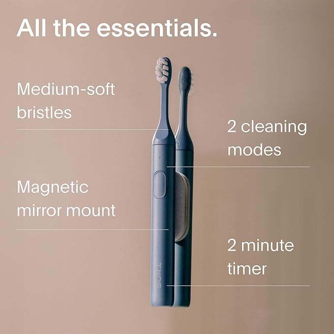 SURI 1.0 Sonic Electric Toothbrush | 40+Day Battery | Designed in California | Sustainable Electric Toothbrush for Adults | Travel Toothbrushes | Tooth Brush | Blue