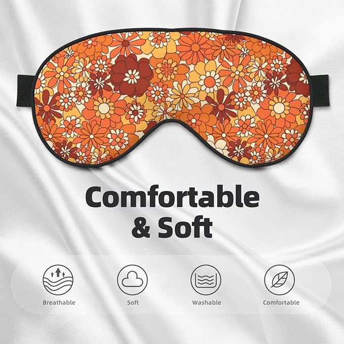 Sleep Eye Mask Vintage Boho Floral Hippie Flower Sleep Mask for Women Men Comfortable Eye Mask with Adjustable Strap Soft Eye Cover Blindfold for Travel Yoga Nap Shift Work
