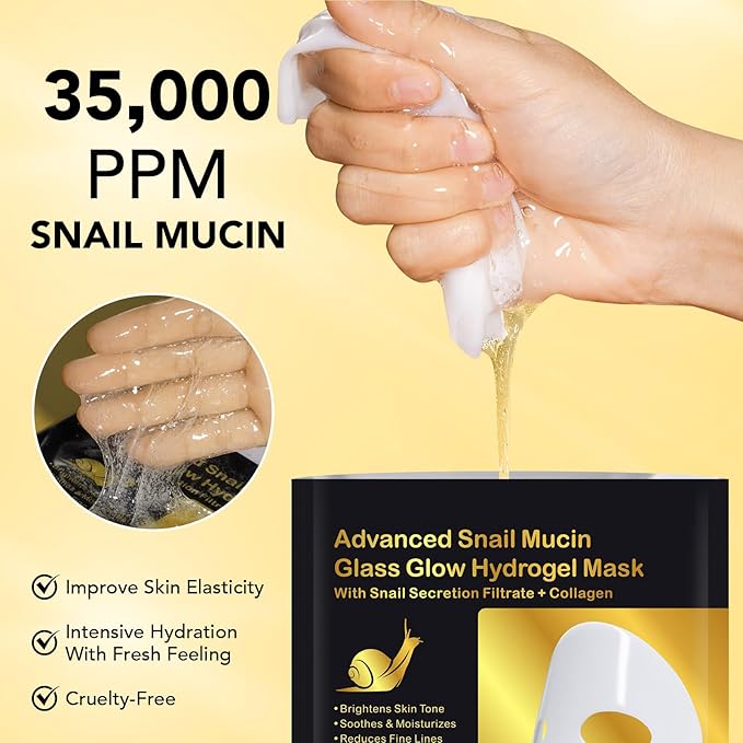 Snail Mucin Face Mask, Glass Skin Collagen Face Mask, Snail Mucin Serum Face Masks Korean Skincare, Collagen Night Wrapping Masks, Overnight Collagen Mask for Deep Hydrating Skin, 6Pack