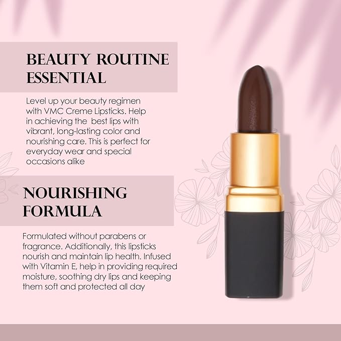 Vera Moore Cosmetics Soft Creme Lipstick - with Maximum Hydration & Moisture, Long Lasting Light Weight Opaque Color & Staying Power - Won't Feather or Fade - Fragrance & Paraben Free (Chocolate)