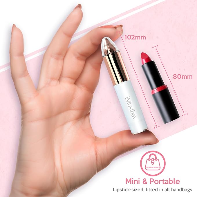 Portable Eyebrow Hair Remover for Women – Painless, Fast & Precise Flawless Electric Razor & Epilator for Eyebrow, Nose, Ear Hair Removal – 18K Gold-Plated, 360° LED Light
