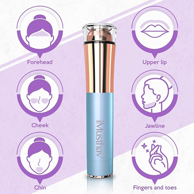 Portable Flawless Facial Hair Remover for Women – Painless, Fast & Precise Flawless Electric Razor & Epilator for Face, Lips, Chin Hair Removal – 18K Gold-Plated, 360° LED Light