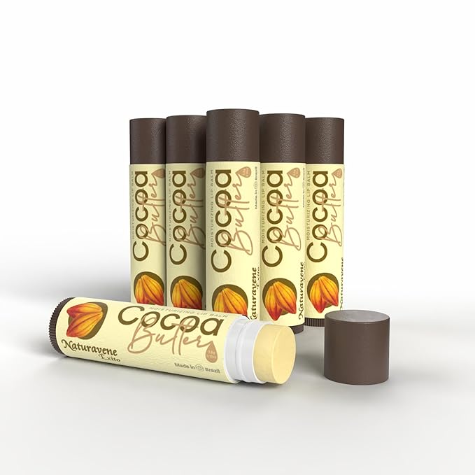 Moisturizing Lip Balm Cocoa Butter Box of 6, Moisturizing Hydrated Lips, Light Yellow, 0.13 Fl Oz, 1