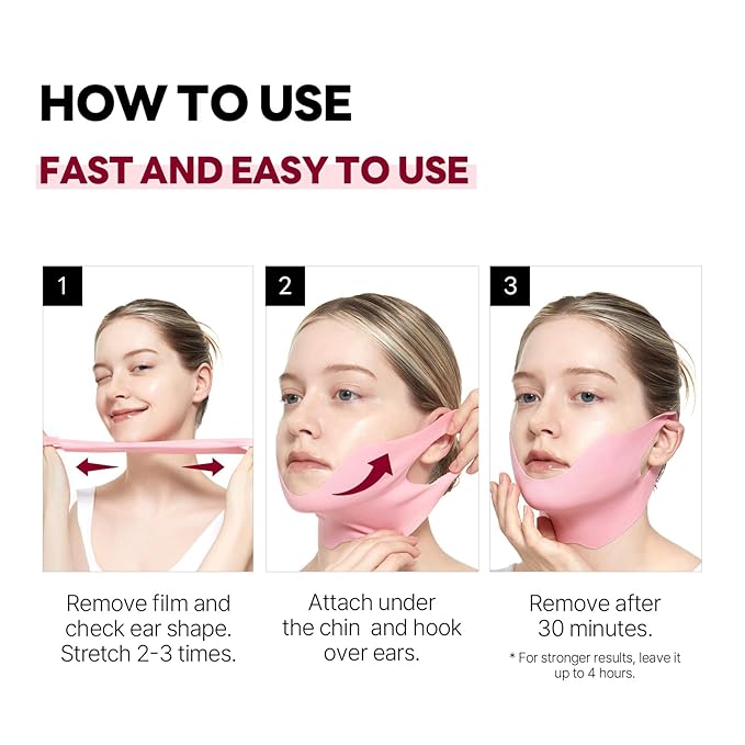 ROUND LAB Camellia Deep Collagen V Lifting Gel Mask 4EA | Double-chin Mask, Instant Cooling & Depuffing, Face Toning Belt, Collagen V-line, Improves Sagging Skin, Lifting & Firming 10g/0.35oz