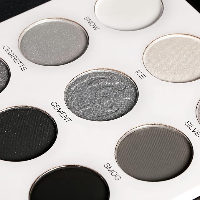 ecofavor Black Smoky Eye shadow Palette, DE’LANCI PANDA 9 Colors True Black Dark Grey Smokey Goth Makeup Pallet, 9 Soft Matte Shimmer High Pigmented Basic Black White Gray Shade for Halloween