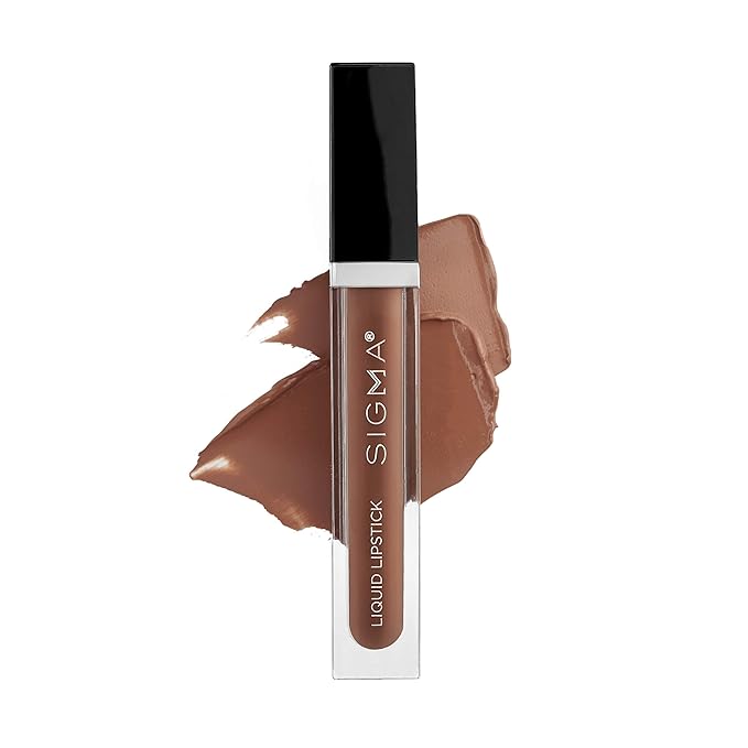 Sigma Beauty Liquid Lipstick – Bold and Luxurious Liquid Matte Lipstick with Rich Lip Pigment and a Gorgeous Satin Finish - Clean, Vegan Cruelty Free Makeup (Cashmere, Rich Redwood Nude)