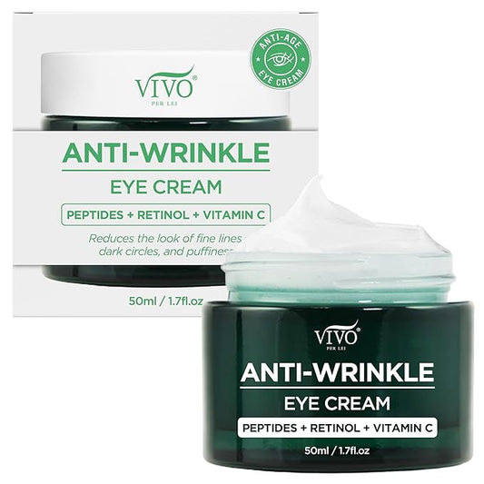 Vivo Per Lei Vitamin C Eye Cream - Retinol Eye Cream for Wrinkles - Moisturizing Eye Cream for Puffiness and Bags Under Eyes - Anti Aging Eye Cream with Peptides - 1.7 Fl. Oz.