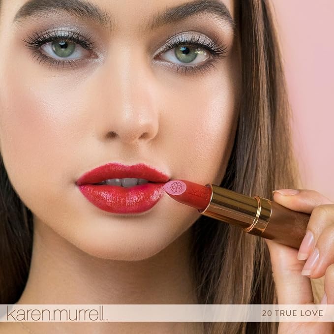 Karen Murrell - Natural Lip Stick - Lipstick 20 True Love - Dark Red Lipstick - 100% Natural Ingredients, Moisturizes & Hydrates Lips - Paraben & Cruelty Free
