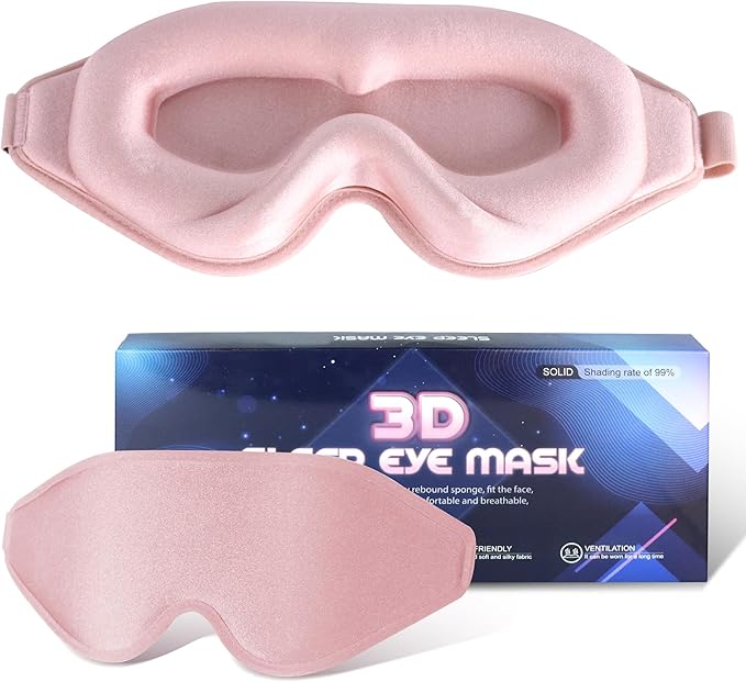 Sleep Mask for Men Women,Upgraded 3D Deep Contoured Eye Covers for Sleeping with Adjustable Strap,Block Out Light, Soft Comfort Eye Shade Cover for Travel Yoga Nap (1pcs, Pink)