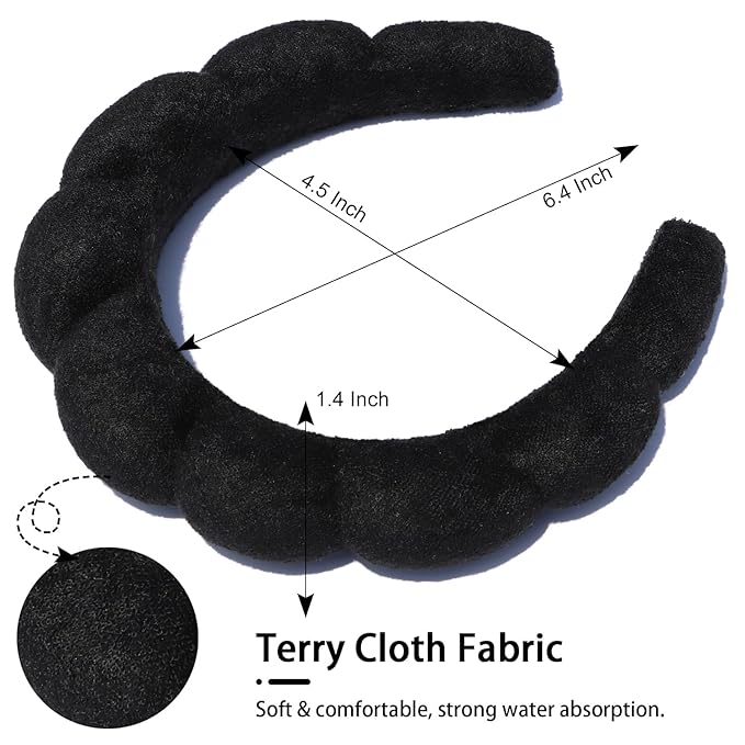 Spa Terry Cloth Headbands - Facial Makeup, Skin Treatment, Face Wash Masks