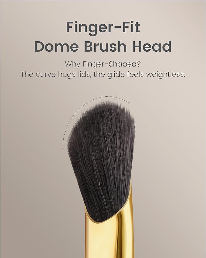 CM 170 & 171 Desert Oak Series Thumb Eyeshadow Brush DUO Set - Large & Small, Curved Finger Contour for Lid & Crease, Premium Goat Hair & Bubinga Handle, Perfect Pair for Blending, Shimmer & Detail