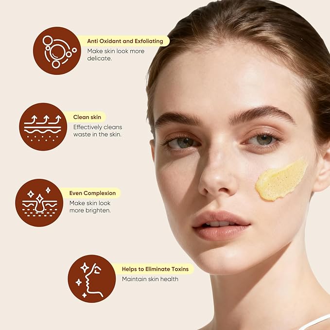 Turmeric Face Scrub, Exfoliating Facial Scrub with Skin Exfoliating, Natural Facial Scrub for Skin, Moisturizing, Nourishes Skin, Deep Cleansing Face Wash Cleanser for Women Men