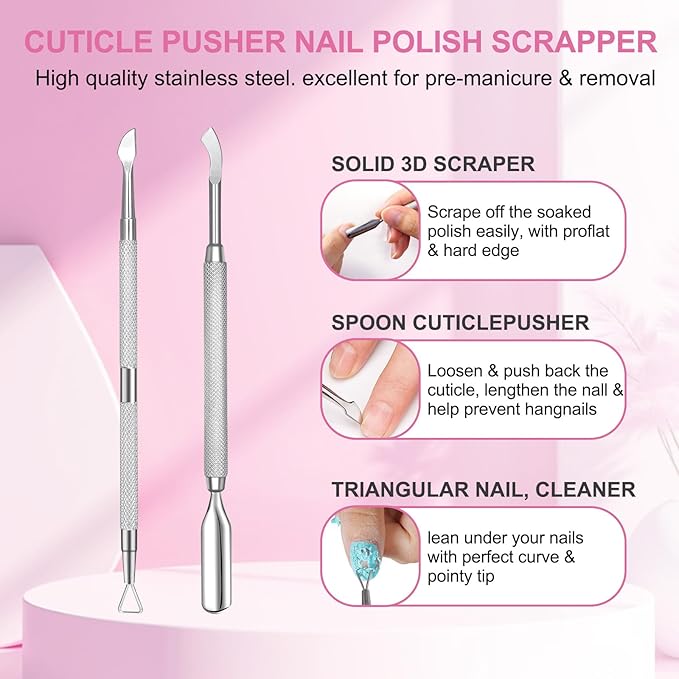 Gel Nail Polish Remover, (2PCS) Gel Polish Remover Kit, Professional Removes Soak-Off and UV Art Nail Lacquer in 3-5Mins, Don't Hurt Your Nails - 15Ml