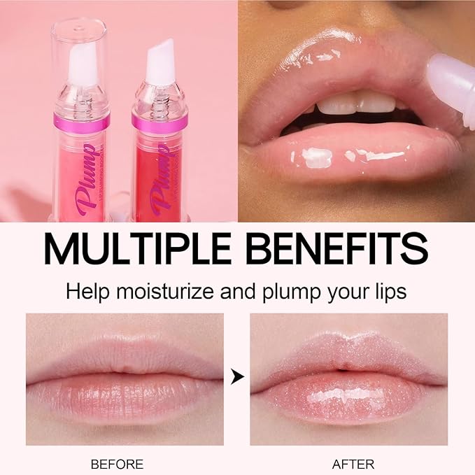 Lip Plumper Gloss,Natural Spicy Lip Plumping Booster Moisturizing Hydrating Lip Plumping Oil and Lip Care Serum for Women Girls(#4)