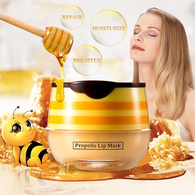 2 PCS Bee Honey Lip Balm Honey Pot, Bee Honey Lip Mask, Reduces Lip Lines, Hydrate & Moisturizing Lip Skin Care, Prevention Dry Cracked Lips, Bee Honey Lip Balm for Lip Repair Treatment